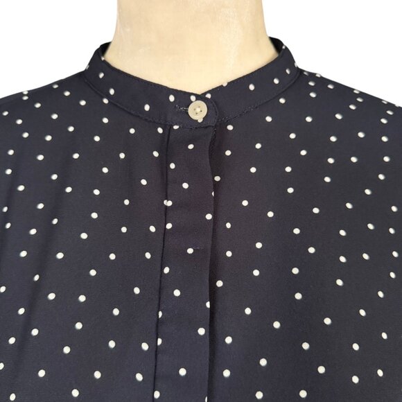 LOFT blue and white polka dot long sleeve button down blouse women's size XS - Picture 7 of 12